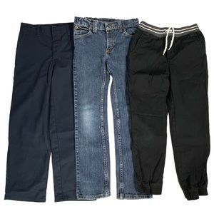 Dickies, Wrangler, Cat & Jack size 10 boys navy, jean, & black pants bundle